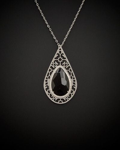 Italian Gold 14k 13.75 Ct. Tw. Diamond & Black Onyx Pendant Necklace
