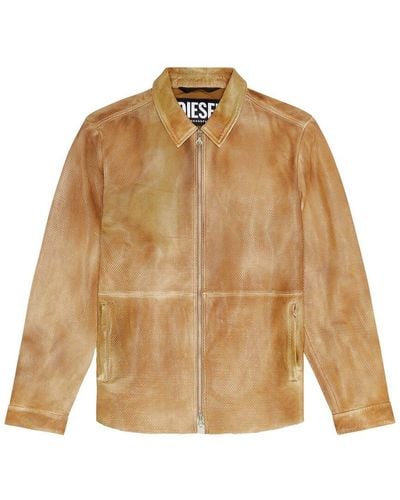 DIESEL Clime Leather Jacket - Natural