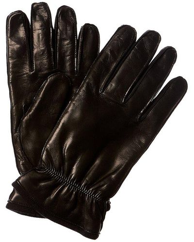 Portolano Lambswool & Cashmere-lined Leather Gloves - Black