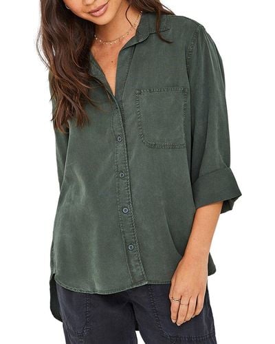 Bella Dahl Shirttail Button Down Blouse - Green