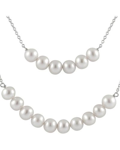Splendid Silver 6-6.5mm Freshwater Pearl Necklace - Natural