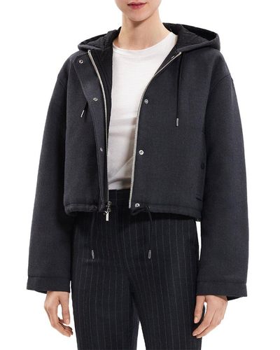 Theory Cropped Wool Parka - Black