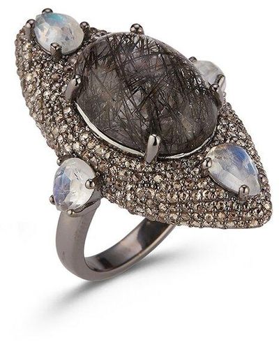 Banji Jewelry Silver 2.10 Ct. Tw. Diamond & Gemstone Ring - Multicolour