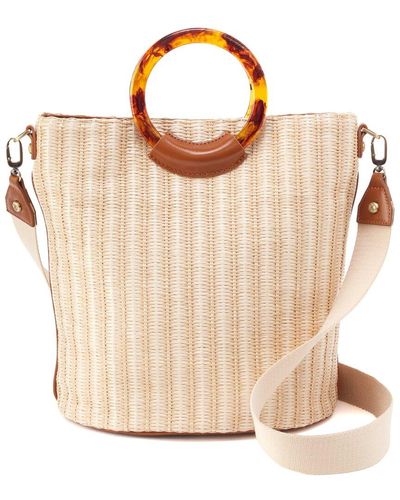 Hobo International Sheila Raffia & Leather Bucket Bag - Metallic