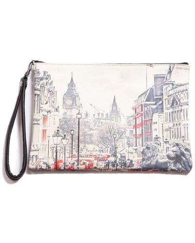 Blue Pacific London Calling Leather Wristlet - Gray