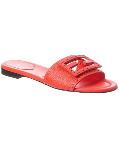 Fendi Baguette Leather Sandal - Red