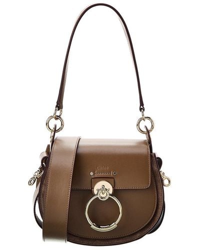 Chloé Tess Small Leather & Suede Shoulder Bag - Metallic