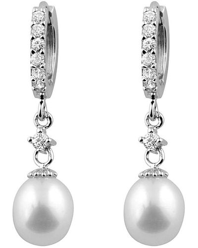 Splendid Silver 7-7.5mm Freshwater Pearl Earrings - White