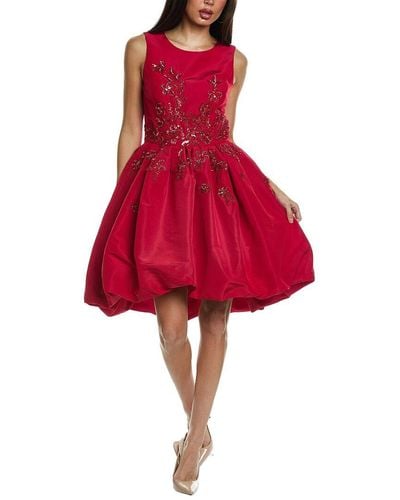 Carolina Herrera Bubble Silk A-line Dress - Red