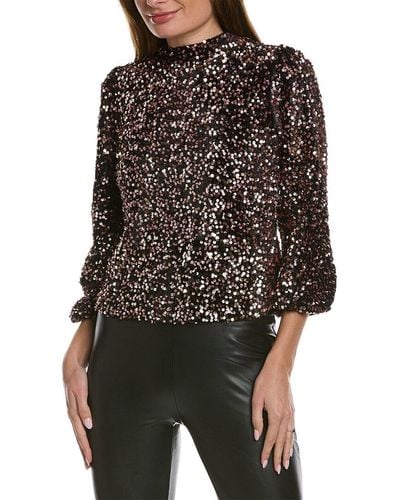 Nanette Lepore Velvet Sequin Top - Black