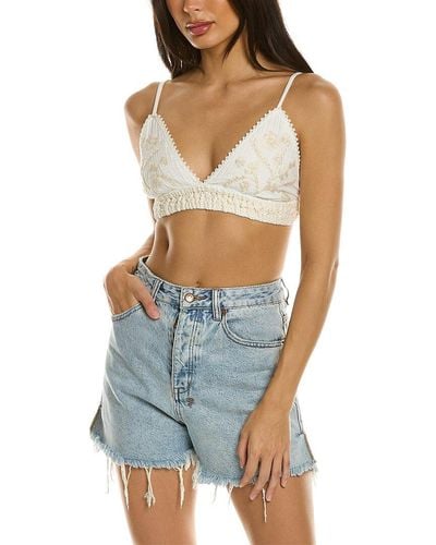 Surf Gypsy Gauze Floral Embroidery Tank - Blue