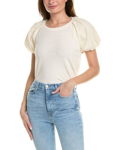 7 For All Mankind Mix Media Femme Top - Blue