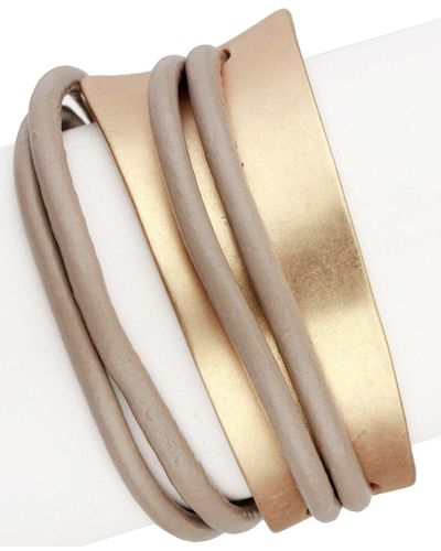 Saachi Leather Wrap Bracelet - Natural