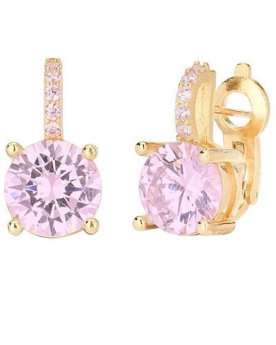 Gabi Rielle Modern Touch Collection 14k Over Silver Cz Drop Earrings - Pink
