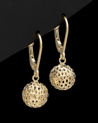Italian Gold 14k Filigree Ball Earrings - Black