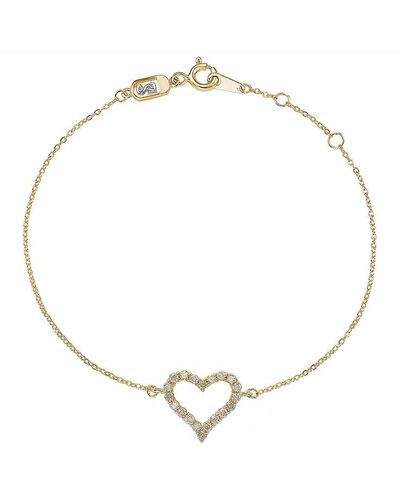 Suzy Levian 14k 0.24 Ct. Tw. Diamond Heart Solitaire Bracelet - Metallic