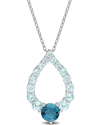 Rina Limor Silver 2.69 Ct. Tw. Gemstone Pendant Necklace - Blue