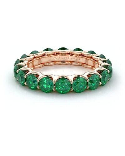 The Eternal Fit 14k Rose Gold 4.25 Ct. Tw. Emerald Eternity Ring - Green