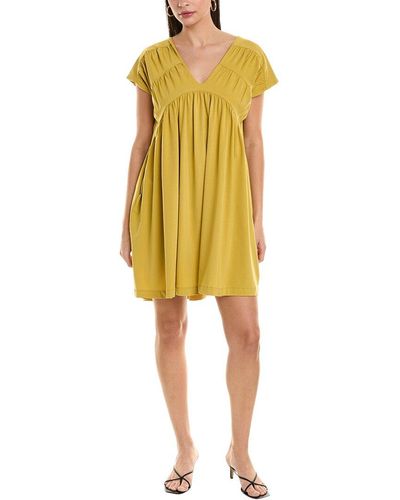 Alpha Studio Shirred Mini Dress - Yellow