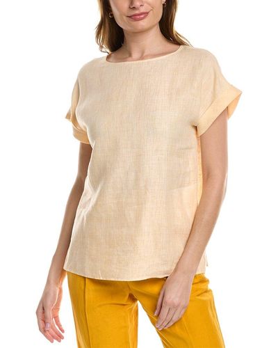 Lafayette 148 New York Maya Linen Blouse - Natural