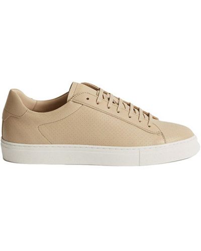 Reiss Finley Leather Sneaker - Natural