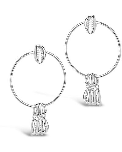 Sterling Forever Rhodium Plated Puka Shell Hoops - White
