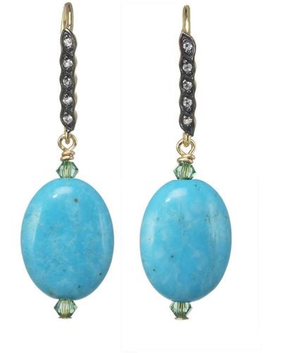 Margo Morrison New York 18k & Silver Gemstone Drop Earrings - Blue