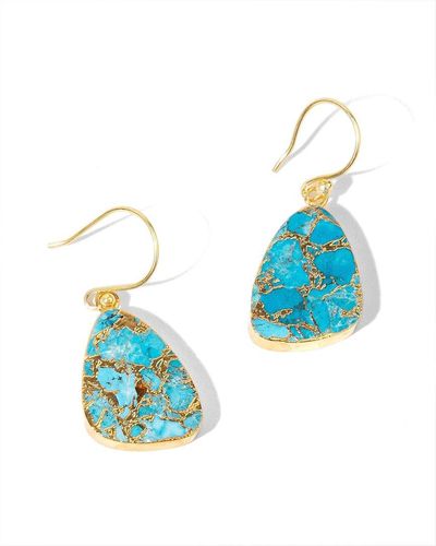 Saachi 18k Plated Mojave Turquoise Triangle Earrings - Blue