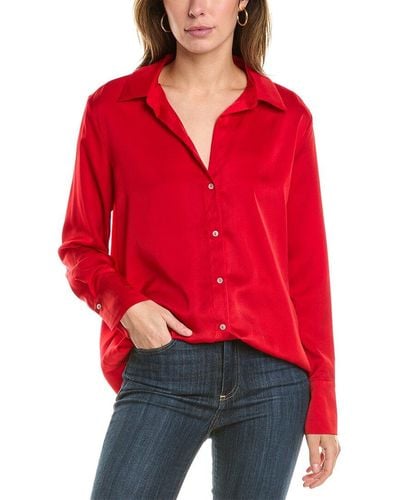 Rachel Roy Button-down Satin Shirt - Red