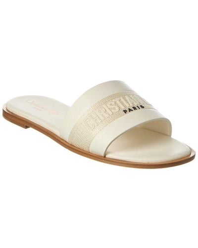 Dior Dway Canvas & Leather Sandal - White