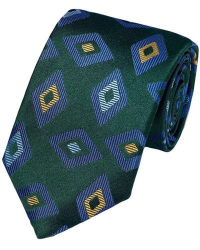 Charles Tyrwhitt Geometric English Luxury Silk Tie - Blue