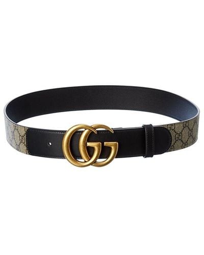 Gucci Double G Buckle GG Supreme Canvas & Leather Belt - Black