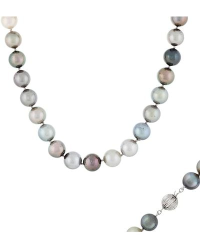Masako Pearls Splendid Pearls 14k 11-13mm Tahitian Pearl Necklace - Metallic
