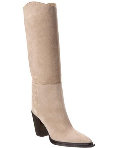 Jimmy Choo Cece 80 Suede Knee-high Boot - Natural