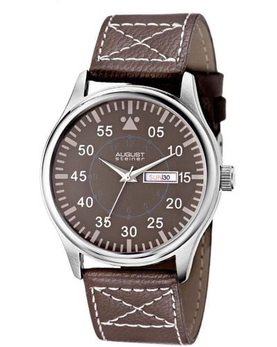 August Steiner Leather Watch - Multicolour