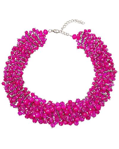 Eye Candy LA Glass Crystal Hazel Hot Pink Collar Necklace