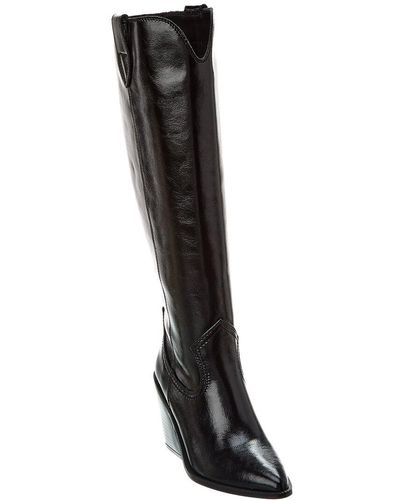 Steven by Steve Madden Ninette Leather Knee-high Boot - Black