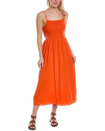 Saltwater Luxe Tank Linen-blend Midi Dress - Orange