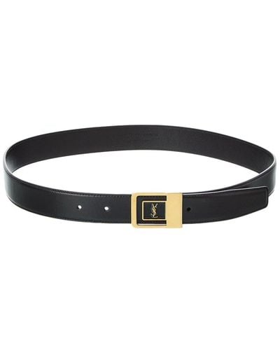 Saint Laurent La 66 Lacquered Leather Belt - Black