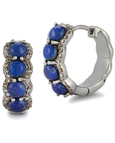Banji Jewelry Silver 2.69 Ct. Tw. Diamond & Lapis Earrings - Blue
