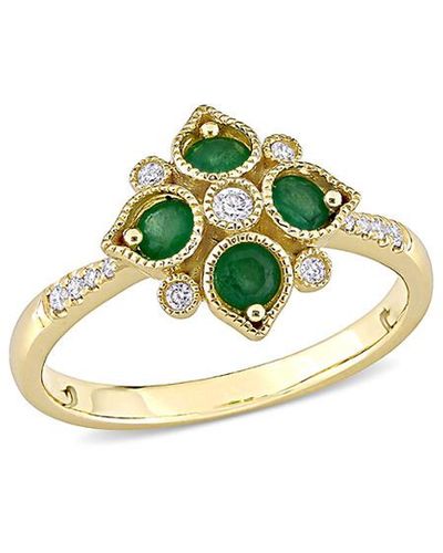 Rina Limor 14k 0.42 Ct. Tw. Diamond & Emerald Ring - Green