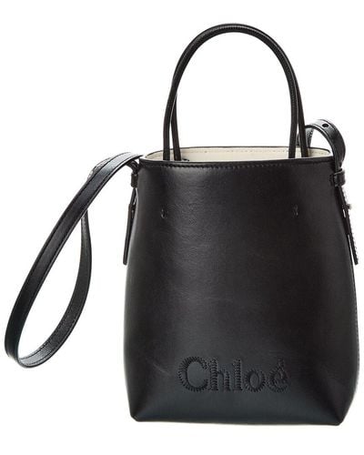 Chloé Sense Micro Leather Tote - Black