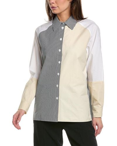 Lafayette 148 New York Colorblocked Blouse - White