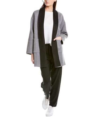 Eileen Fisher High Collar Wool & Cashmere-blend Coat - White