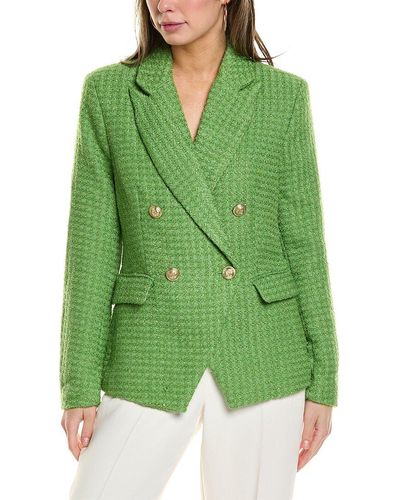 Alexia Admor Classic Double-breasted Wool-blend Blazer - Green