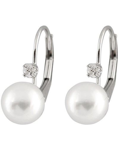 Splendid Silver 0.06 Ct. Tw. Diamond Earrings - White