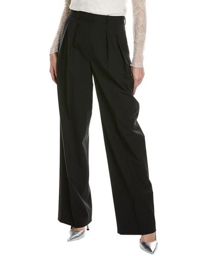 Theory Double Pleated Wool-blend Pant - Black