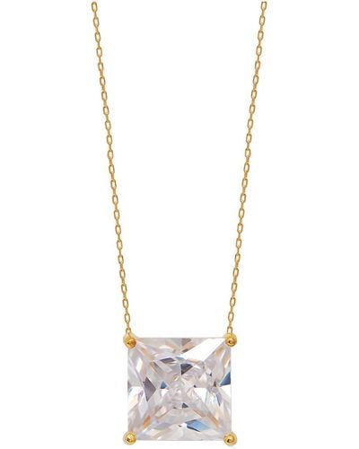 Gabi Rielle Gold Over Silver Cz Pendant Necklace - White