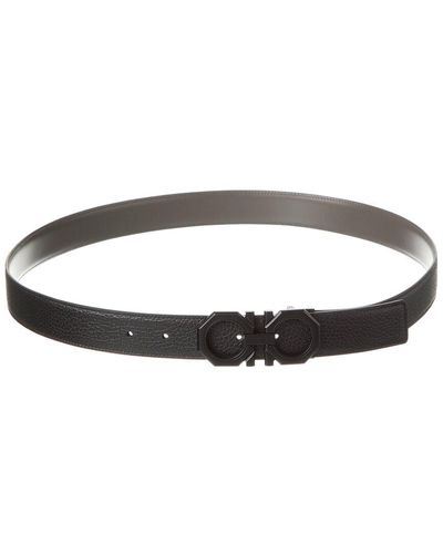 Ferragamo Gancini Reversible & Adjustable Leather Belt - Gray