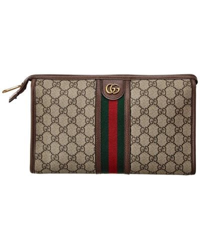 Gucci Ophidia GG Supreme Canvas & Leather Cosmetic Case - Gray